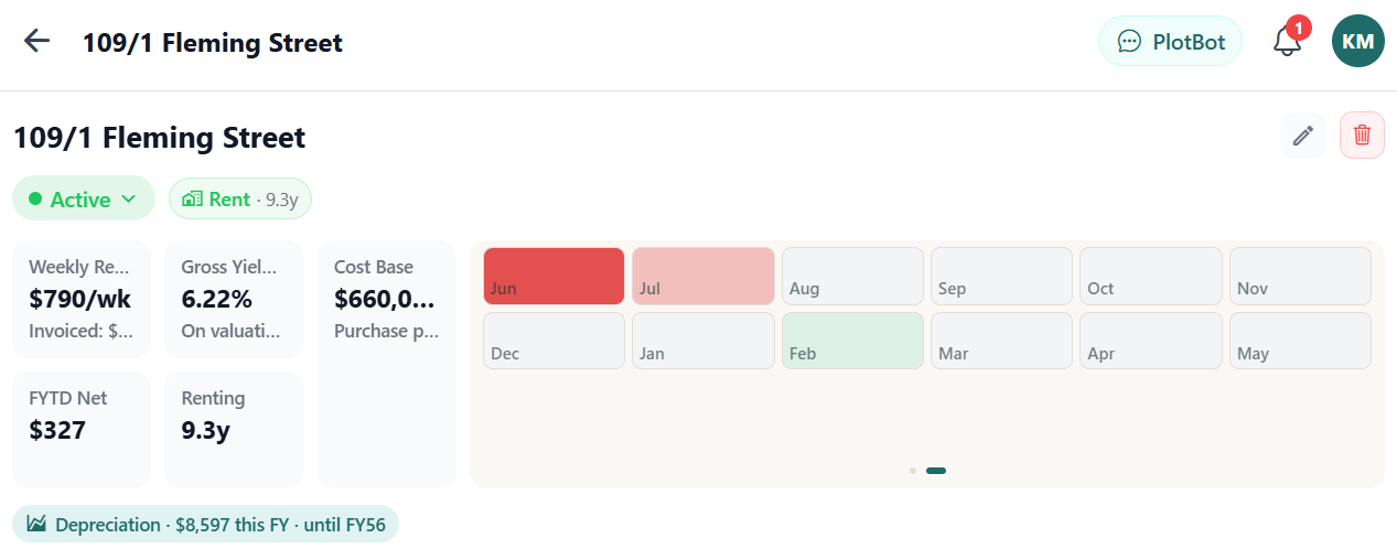 PlotBot Property Detail screen