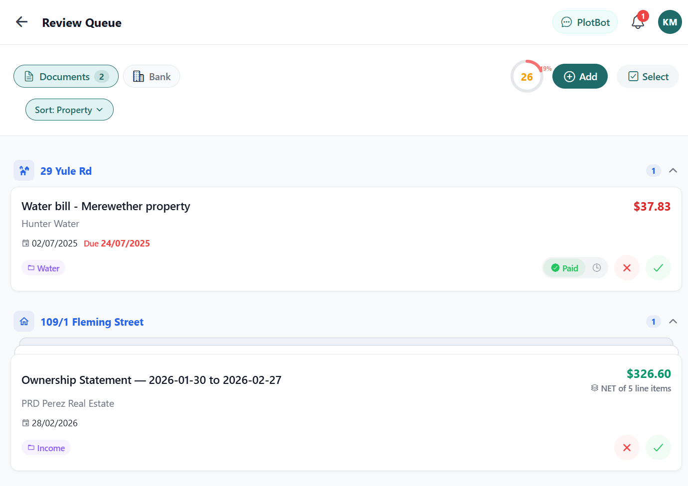PlotBot Review Queue screen